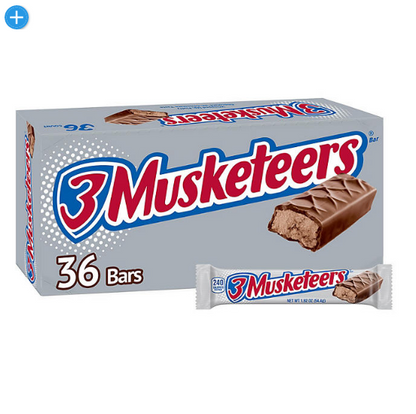 3 Musketeers Chocolate Candy Bars Full Size Bulk Pack (1.92 oz., 36 ct.)