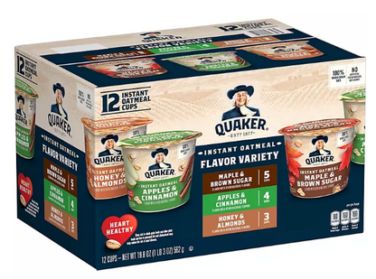 Quaker Instant Oatmeal Express Cups, Variety Pack (1.68 oz., 12 pk.)