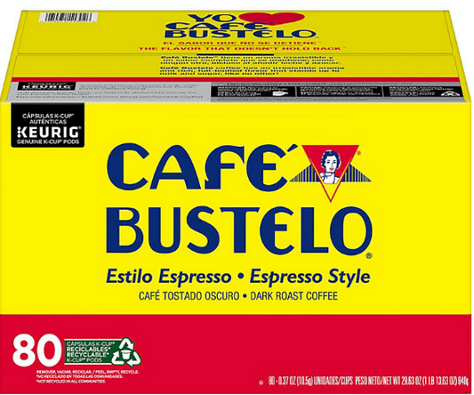 Café Bustelo, Espresso Style Dark Roast Coffee, Keurig K-Cup Pods (80ct.)