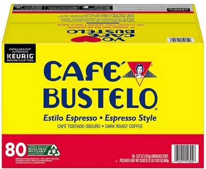 Café Bustelo, Espresso Style Dark Roast Coffee, Keurig K-Cup Pods (80ct.)