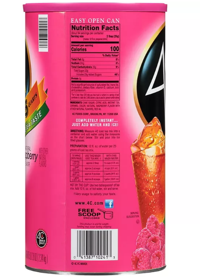 4C 35 QT Raspberry Iced Tea Mix (82.6 oz.)