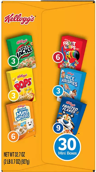 Kellogg's Jumbo Assortment Pack (32.7 oz., 30 pk.)