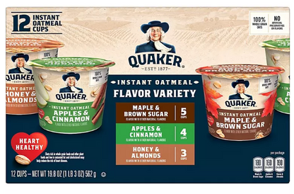 Quaker Instant Oatmeal Express Cups, Variety Pack (1.68 oz., 12 pk.)