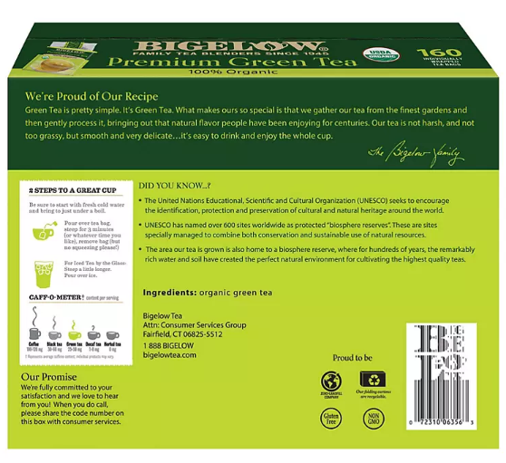 Bigelow Premium Organic Green Tea (160 ct.)