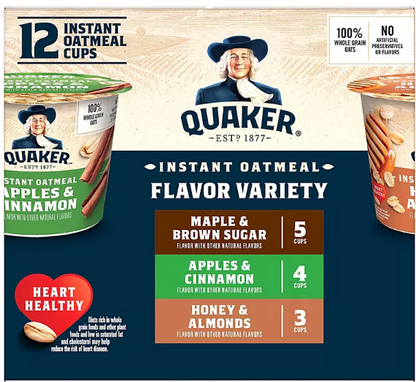 Quaker Instant Oatmeal Express Cups, Variety Pack (1.68 oz., 12 pk.)