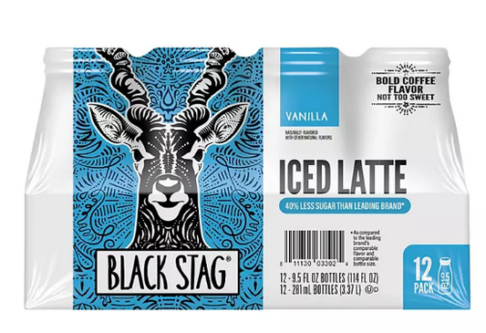 Black Stag Iced Latte, Vanilla Flavored, Ready to Drink (9.5 fl. oz., 12 pk.)