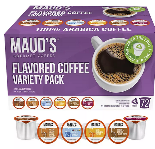 Maud's Gourmet 100% Arabica Flavored Coffee, Variety Pack (72 ct.)