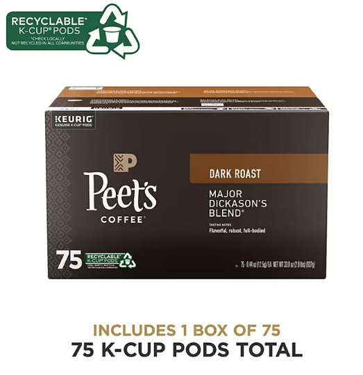 Peet's Coffee Major Dickason's Blend K-cups (75 ct .)