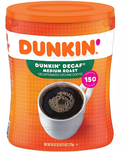 Dunkin' Donuts Decaffeinated Ground Coffee, Medium Roast (45 oz.)