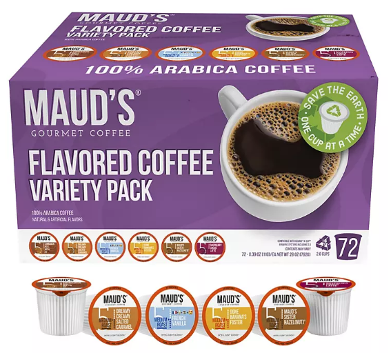 Maud's Gourmet 100% Arabica Flavored Coffee, Variety Pack (72 ct.)