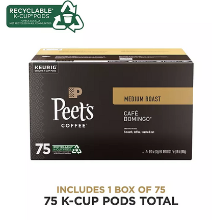 Peet's Coffee Medium Roast K-Cups, Café Domingo Blend (75 ct.)