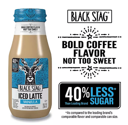 Black Stag Iced Latte, Vanilla Flavored, Ready to Drink (9.5 fl. oz., 12 pk.)