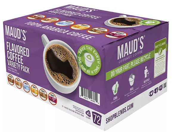 Maud's Gourmet 100% Arabica Flavored Coffee, Variety Pack (72 ct.)