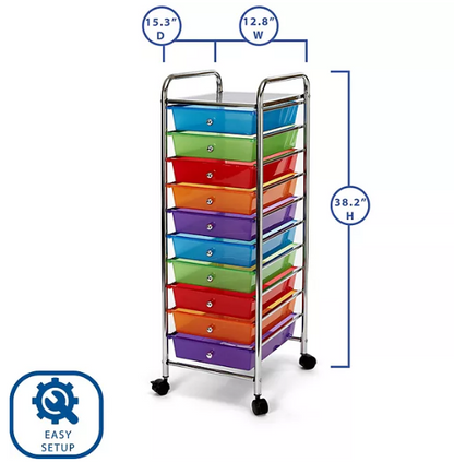 Seville Classics 10 Drawer Cart (Multiple Colors)